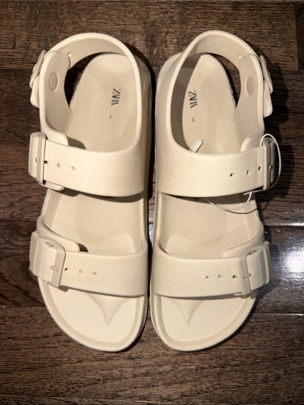 ZARA Cream Double Buckle Slingback Sandals size 40/ women’s 9